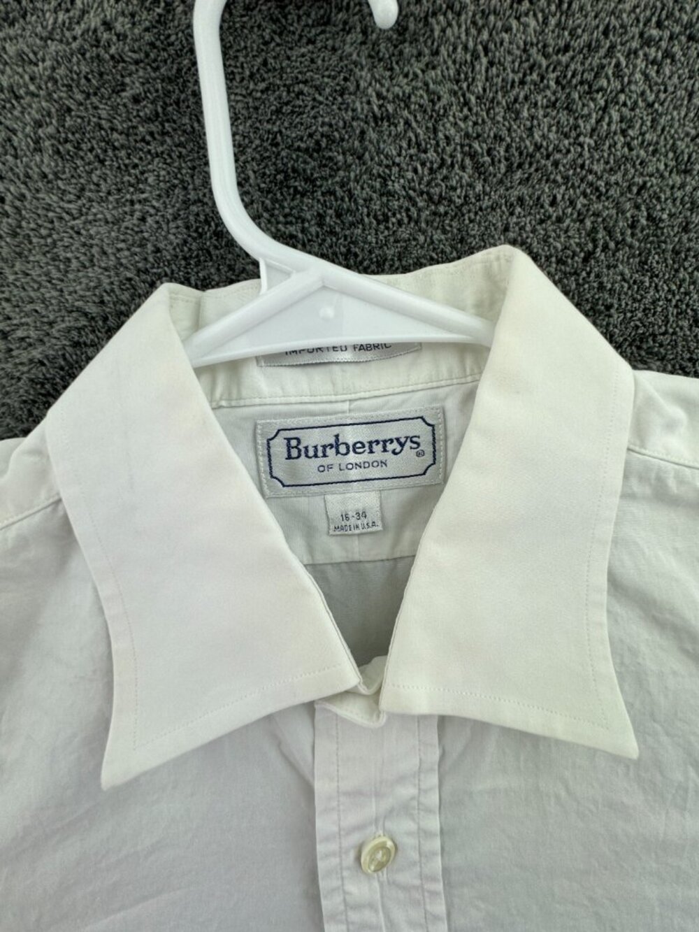 Burberry London Long Sleeve White Button Up Shirt 16 34 USA Made Cotton Adult - Picture 7 of 14
